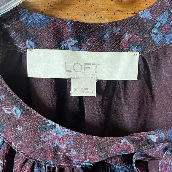 LOFT Purple and Blue Sheer Halter Neck Tie Blouse - Picture 6 of 7